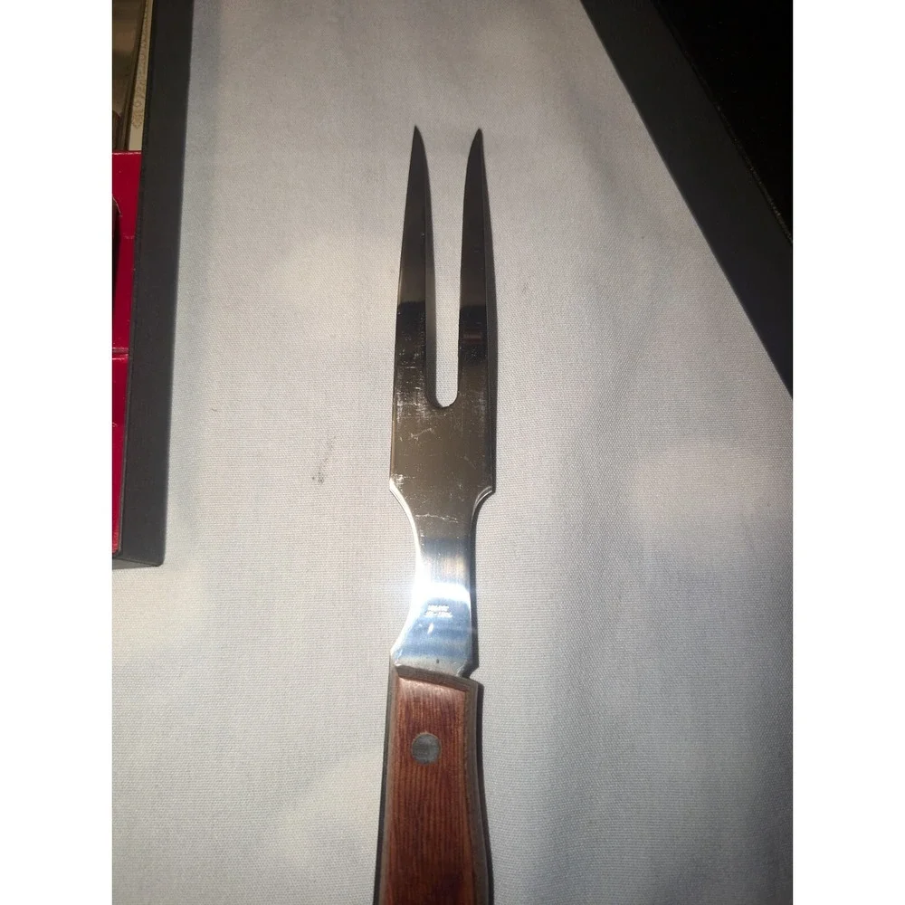 Vintage Maxam Stainless Steel Kitchen Carving Knife Fork Set Japan Christmas
